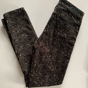 Ag Stevie Velvet Paisley Skinny Jeans